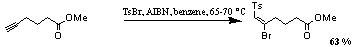 
			Reaction Scheme: Intermolecular radical addition of p-toluenesulfonyl bromide to a triple bond