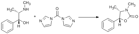 
			Reaction Scheme: Formation of an oxazolidonone ring&nbsp; using carbonyldiimidazole