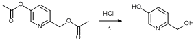 
			Reaction Scheme: Hydrolysis of the ester 6-{(Acetyloxy)methyl}pyridin-3-yl acetate