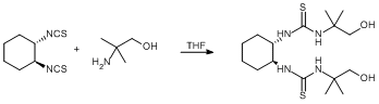 
			Reaction Scheme: <IMG src="/images/empty.gif"><IMG alt="" src="/images/empty.gif"><IMG alt="" src="/images/empty.gif">Addition of primary amine to <SPAN id=csm1374592432348 class="csm-chemical-name csm-not-validated" title=1,2-diisothiocyanato-cyclohexane>1,2-diisothiocyanato-cyclohexane</SPAN><IMG alt="" src="/images/empty.gif"><IMG alt="" src="/images/empty.gif"><IMG src="/images/empty.gif">