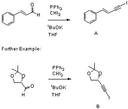 
			Reaction Scheme: <IMG src="/images/empty.gif">iodoalkynes from aldehydes<IMG src="/images/empty.gif">