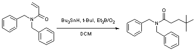 
			Reaction Scheme: Intermolecular alkyl radical addition to an acrylamide acceptor: C-C bond formation
