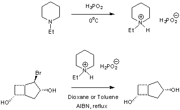 
			Reaction Scheme: Hydrodehalogenation of organohalides using <SPAN class="csm-chemical-name csm-ambiguous" id=ent634103224396623524_390995684 title="ethylpiperidine hypophosphite">ethylpiperidine hypophosphite</SPAN> (<SPAN class="csm-chemical-name csm-not-validated" id=ent634103224396623524_1737391995 title=EPHP>EPHP</SPAN>)