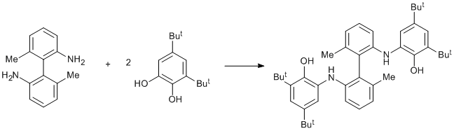 
			Reaction Scheme: Amination of <SPAN class=csm-chemical-name id=ent634056092584484547_911495229 title=3,5-di-tert-butylcatechol>3,5-di-tert-butylcatechol</SPAN>