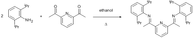 
			Reaction Scheme: Schiff base formation by condensation of a diketone with amine