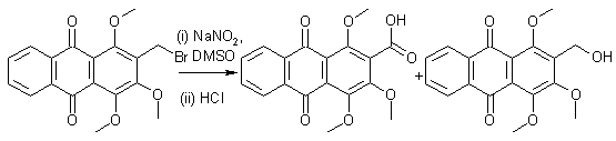 
			Reaction Scheme: Bromomethyl to carboxylic acid (and hydroxymethyl) conversion