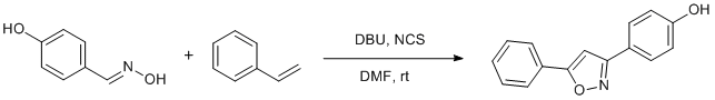 
			Reaction Scheme: <IMG src="/images/empty.gif">Metal-free DBU promoted cycloaddition of <SPAN id=csm1420555508498 class=csm-chemical-name title=styrene grpid="1">styrene</SPAN> to <SPAN id=csm1420555540954 class="csm-chemical-name csm-not-validated" title=hydroxylimine grpid="2">hydroxylimine</SPAN><IMG src="/images/empty.gif">