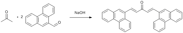 
			Reaction Scheme: <IMG src="/images/empty.gif">Aldol condensation of <SPAN id=csm1422618504790 class=csm-chemical-name title=phenanthrene-9-carboxaldehyde grpid="1">phenanthrene-9-carboxaldehyde</SPAN>&nbsp;and <SPAN id=csm1422618525576 class=csm-chemical-name title=acetone grpid="2">acetone</SPAN><IMG src="/images/empty.gif">