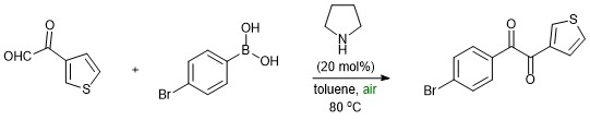 Image for article Synthesis of 1-(4-bromophenyl)-2-(thiophen-3-yl)ethane-1,2-dione through 2-oxoiminium mediated oxidative cross coupling<strong> </strong>reaction