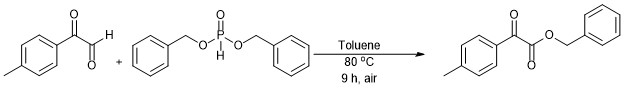 Image for article Synthesis of Benzyl 2-oxo-2-(p-tolyl)acetate through 2-Oxo Promoted Hydrophosphonylation followed by Aerobic Intramolecular Nucleophilic Displacement Reaction